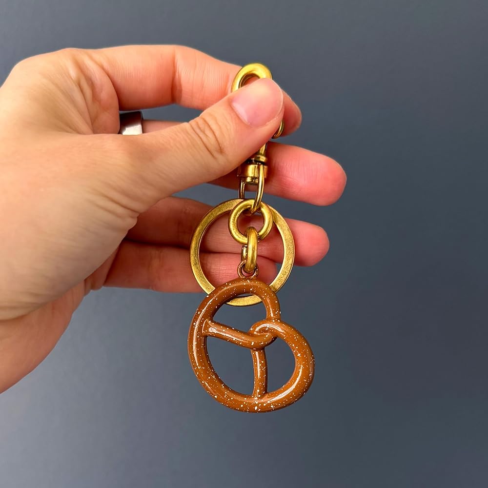 Pretzel Bag Charm, Pretzel key chain, Cute bag charm for